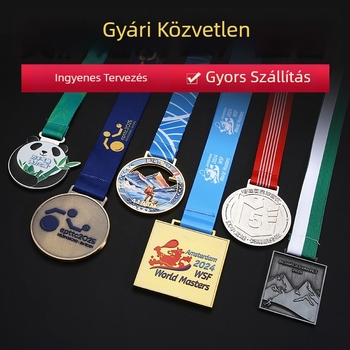Sporteseményekre és maratonokra szánt üreges fém érem, saját gravírozás – arany, ezüst vagy bronz kivitelben