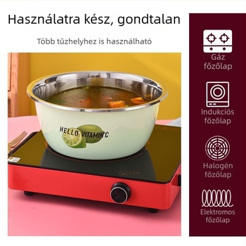 Rozsdamentes acélból készült konyhai mosóedény – élelmiszer-minőségű, színes, gyümölcsök és zöldségek mosására, tészta dagasztására, tojások felverésére és levesekhez
