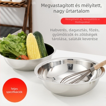 Háztartási rozsdamentes acél mosóedény, 28–42 cm, mágnesmentes, vastagított acélszerkezet, zöldségek és arc mosására
