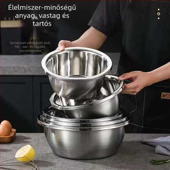 Rozsdamentes acél 304 tojáshabosító tál leeresztő résszel, vastagított nagy méretű konyhai tál otthoni és kereskedelmi használatra