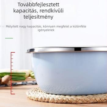 Három részes színes rozsdamentes acél mosogatótál szett, vastagított és mélyebb, konyhai használatra, arctisztításra, zöldségekre, rizsre, dagasztásra és fűszerek keverésére