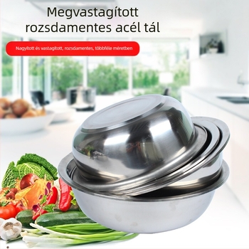 Mágneses rozsdamentes acél kerek mosóedény a konyhába – leveses tál, zöldségmosó tál és tojásfelverő tál