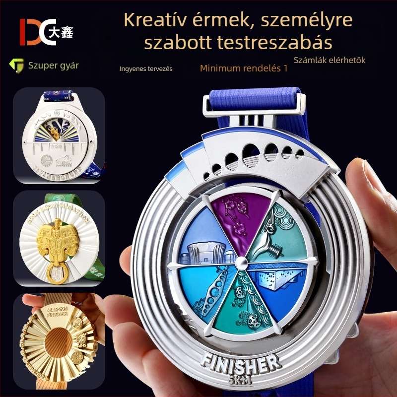 Személyre szabott maratoni érmek - futó versenyek emlékére, ezüst és bronz