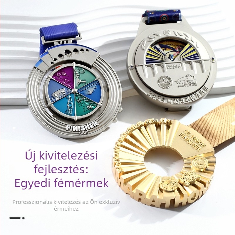 Személyre szabott maratoni érmek - futó versenyek emlékére, ezüst és bronz