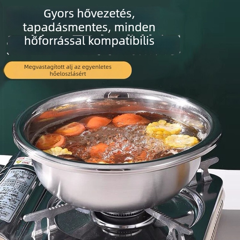 Rozsdamentes acélból készült többfunkciós tál, nem mágneses, megvastított és mélyebb, tészta dagasztásához, zöldségek és ruhák mosásához, valamint fűszerek tárolásához konyhában és menzán.
