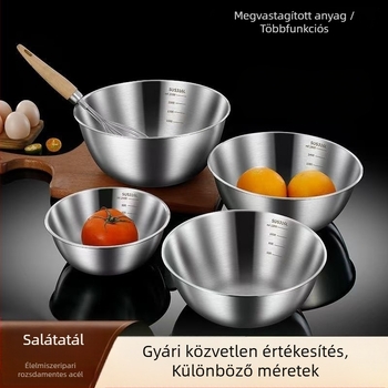Háztartási salátástál, trendi pácoló tál, sokoldalú rozsdamentes acél tál sütéshez és dagasztáshoz, vastag falú
