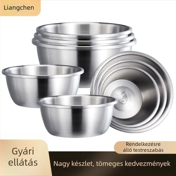 Egyedi logóval ellátott 304 rozsdamentes acél keverőtál lekerekített szélekkel, fűszertartó, kínai stílusú zöldségmosó tál, tartós otthoni használatra