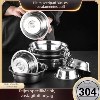 304 rozsdamentes acélból készült megvastított, mágnesmentes, többfunkciós tál kantinának: leves, tészta, rizs és tojásfelverés