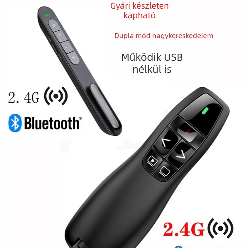 Bluetooth kettős üzemmódú oldalváltó toll PPT lézerrel, 2,4 GHz vezeték nélküli
