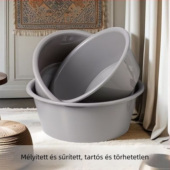 Vastag műanyag kör alakú mosdóedény, csúszásmentes felület, otthoni használatra, bababarát kialakítás