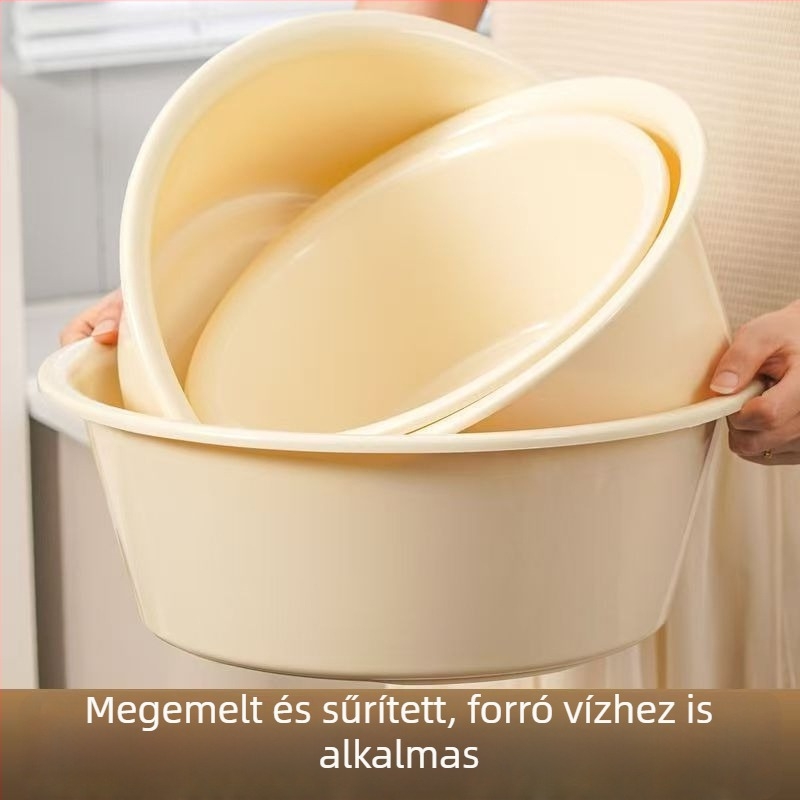 Vastag műanyag kör alakú mosdóedény, csúszásmentes felület, otthoni használatra, bababarát kialakítás