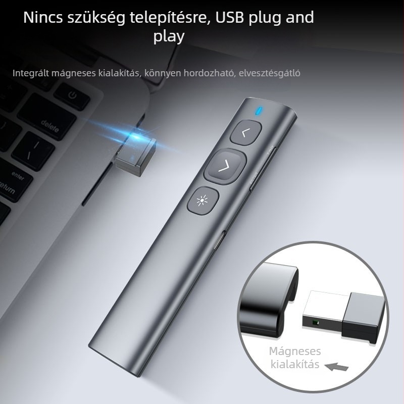 For PPT lézerpointer toll piros LED-del, újratölthető, távirányítós diaváltó, elektronikus prezentációs toll