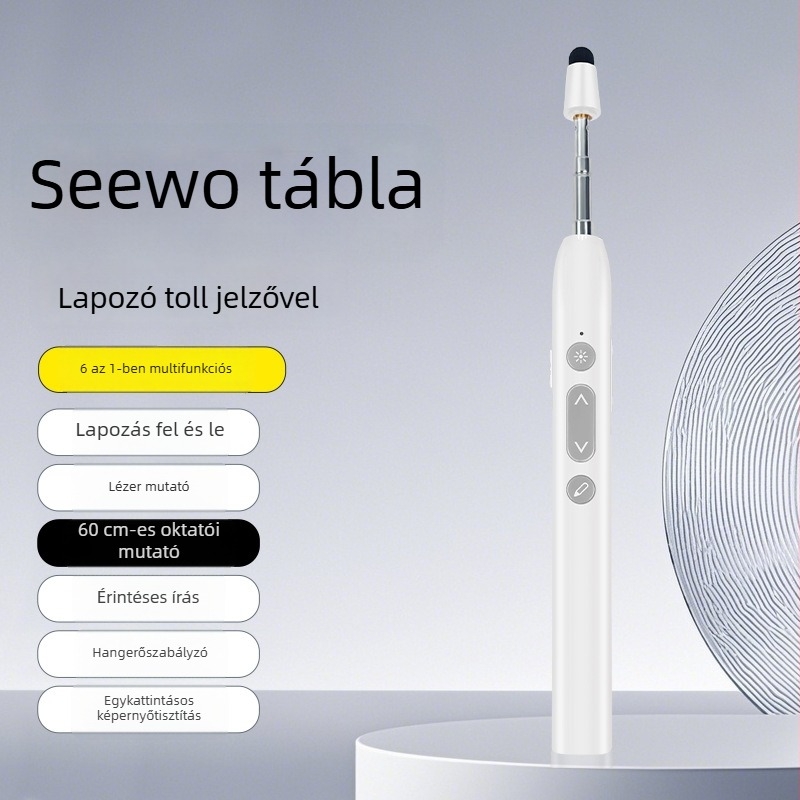 Intelligens összecsukható mutató oldalváltó funkcióval, lézerpointer, kapacitív toll irodai és oktatási célokra, hat az egyben, Seewo kompatibilis