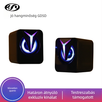 USB‑tápellátású két hangsugárzós asztali rendszer RGB világítással, laptopokhoz és számítógépekhez, játék hangzás