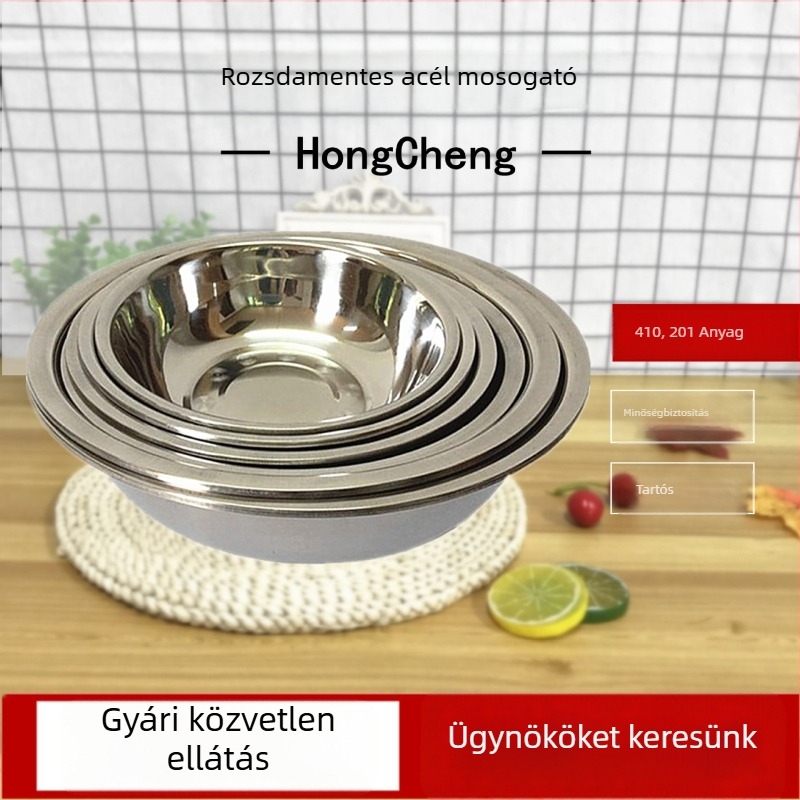 Rozsdamentes acél mosóedény kiemelt peremmel, 28–50 cm