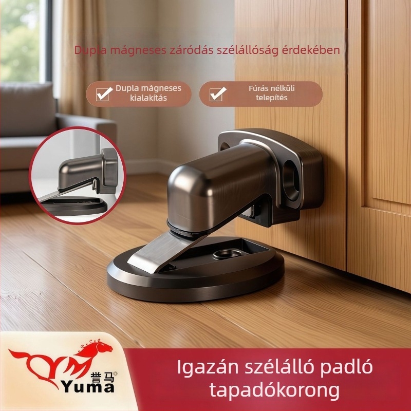 Yuma mágneses padlóra szerelhető ajtó stopper, fúrás nélkül, láthatatlan tapadóerő, ütközés elleni védelem, fürdőszoba és hálószoba