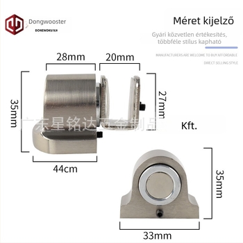 Mágneses padlóra szerelt üvegajtó stopper – 10–12 mm üvegvastagság, rozsdamentes acél