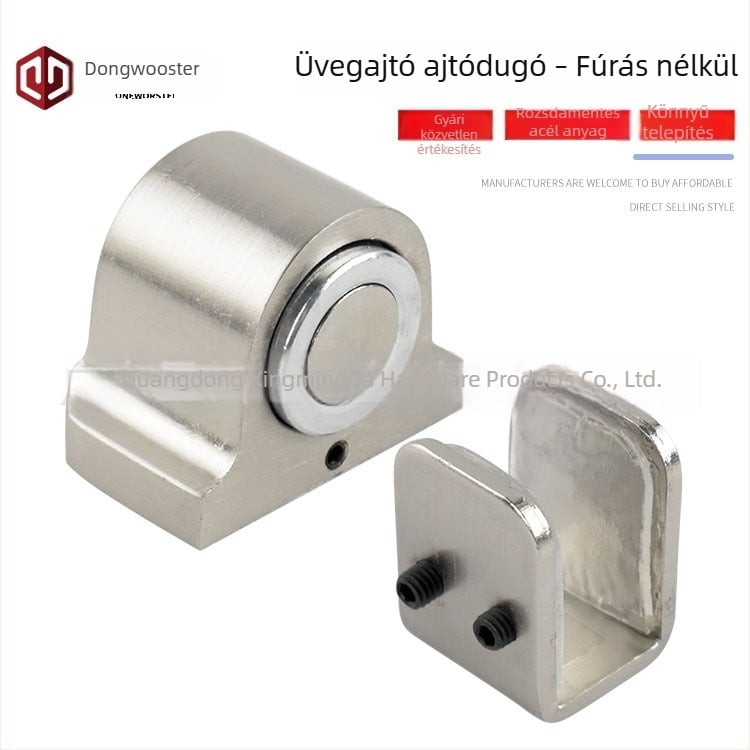 Mágneses padlóra szerelt üvegajtó stopper – 10–12 mm üvegvastagság, rozsdamentes acél