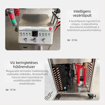 Vízhűtéses elektromágneses indukciós alumíniumfóliás záróberendezés rendhagyó formájú üvegekhez, kis tömítés, soros fóliazáró gép