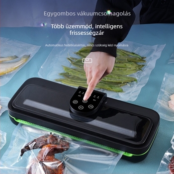 Teljesen automata vákuumzáró készülék konyhára, száraz és nedves használathoz, üvegpanellel