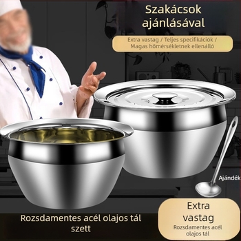 Rozsdamentes acélból készült extrán vastag olajtál fedővel – otthoni és kereskedelmi felhasználás, készlet zsírokhoz és fűszerekhez