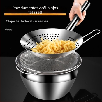 Rozsdamentes acélból készült extrán vastag olajtál fedővel – otthoni és kereskedelmi felhasználás, készlet zsírokhoz és fűszerekhez