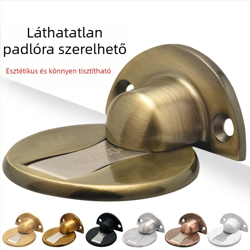 304 rozsdamentes acél padlóra szerelt láthatatlan ajtóütő, fúrás nélkül, állítható, fa ajtókhoz, erős mágneses tartó