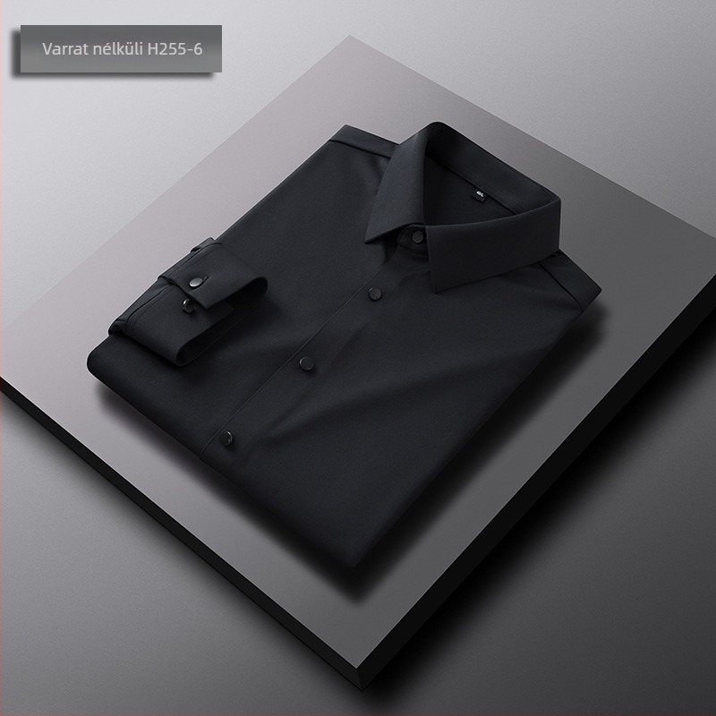Férfi hosszú ujjú ing, négyrészes rugalmas anyag, gyűrődésmentes, vasalást nem igényel, lélegző nylon-spandex, mindennapi üzleti megjelenés