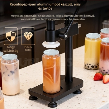 Kézi konzervzárógép italokhoz – kereskedelmi felhasználás tej-tea boltokban és gyümölcslé standokon