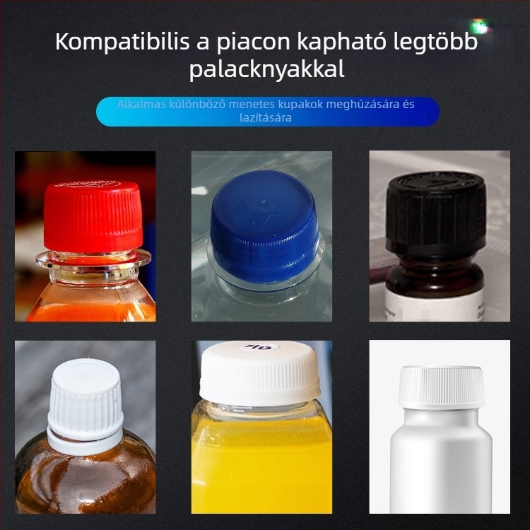 Kompakt kézi elektromos kupakkészítő üveg- és műanyag palackokhoz — zárás és tömítés (félautomata)