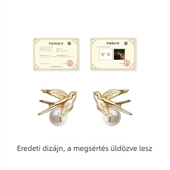 Fény Toll Kollekció — Eredeti tervezés, ezüst tüske 14K bevonattal, üveggyöngy, női prémium fülbevalók