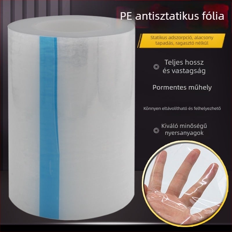 PE elektrosztatikus védőfilm üveghez és műanyag burkolathoz, átlátszó öntapadós felületvédő film, por elleni védelem