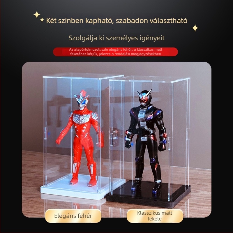 Átlátszó akril kijelző doboz építő kockákhoz, porvédett, egymásra tehető, 1 literes kapacitás