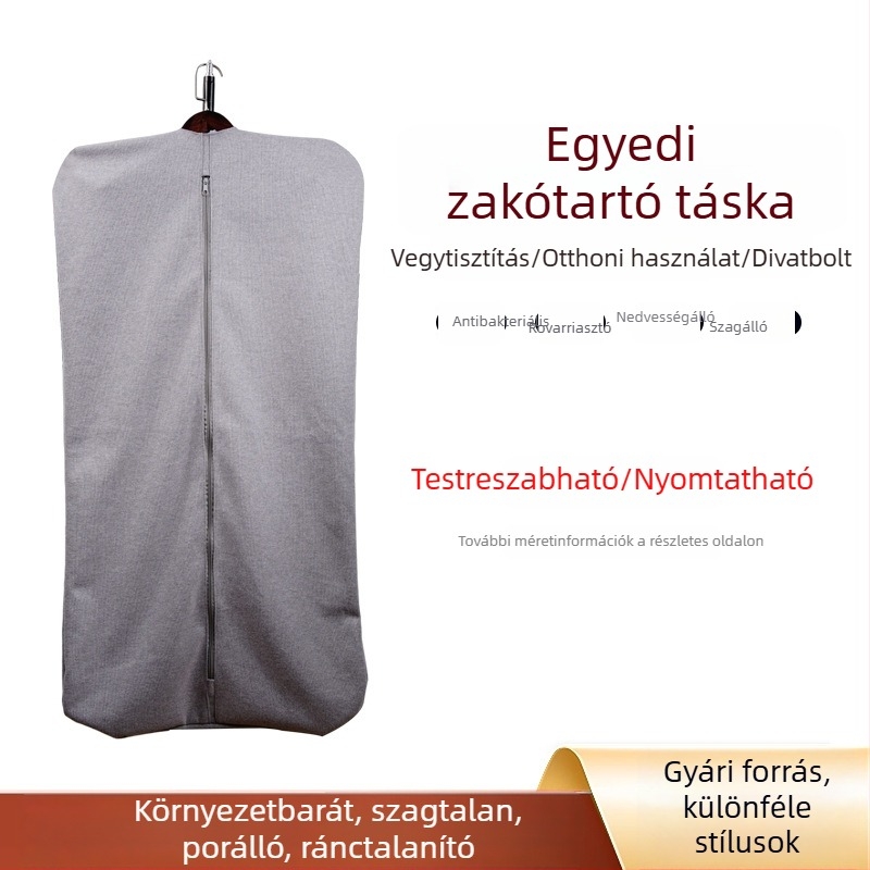 Kimosható ruházati porvédő vászonból, nedvességálló, vastagított tároló tasak