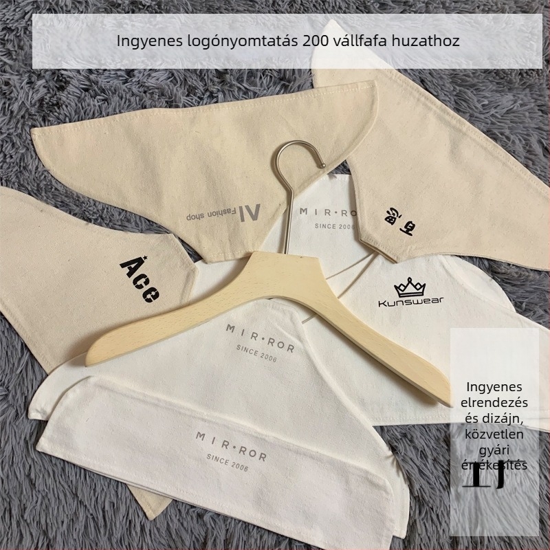 Vállfa ruházati fedél, vászonból, csúszásmentes, pamut–len anyag, logóval testreszabható, ruházati üzletek számára
