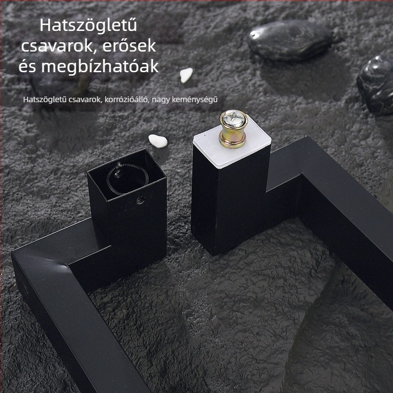 Rozsdamentes acél matt fekete üvegajtó fogantyú, dupla ívű, hosszú