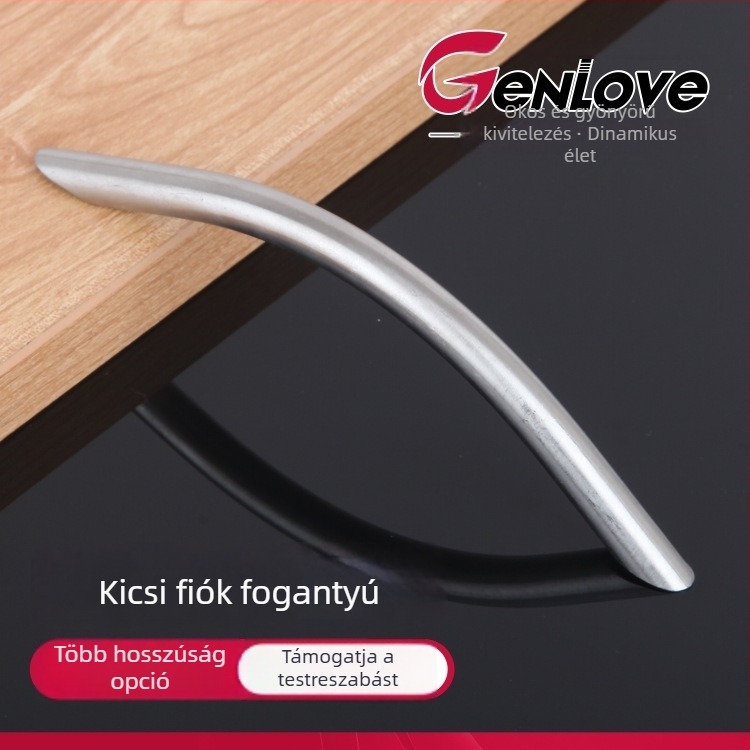 Modern minimalist rozsdamentes acél hídformájú félkör alakú kilincs szekrényajtókhoz és kis fiókokhoz