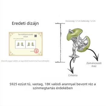 Zöld Alma Paradicsom – zománcos csepp fülbevalók cirkón csillagokkal