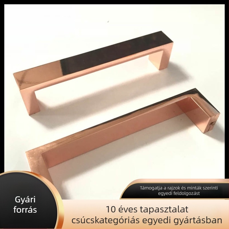 Matt rozé arany színű alumínium ötvözetű szekrény- és fiókkilincs – modern minimalista bútoralkatrész