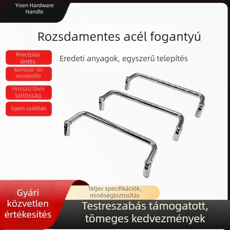 LS509 rozsdamentes acél szekrényfogó, mozgatható kétirányú hajlított U-alakú fogó, polírozott felülettel, egyedi gyártású, készleten