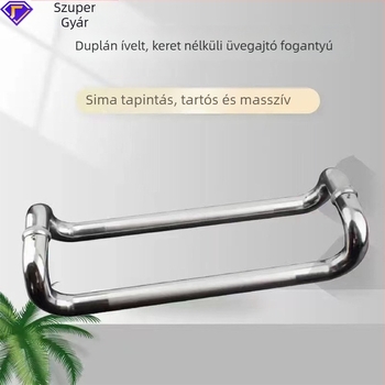 Rozsdamentes acél keretes üvegajtó nyél, négy görbülettel
