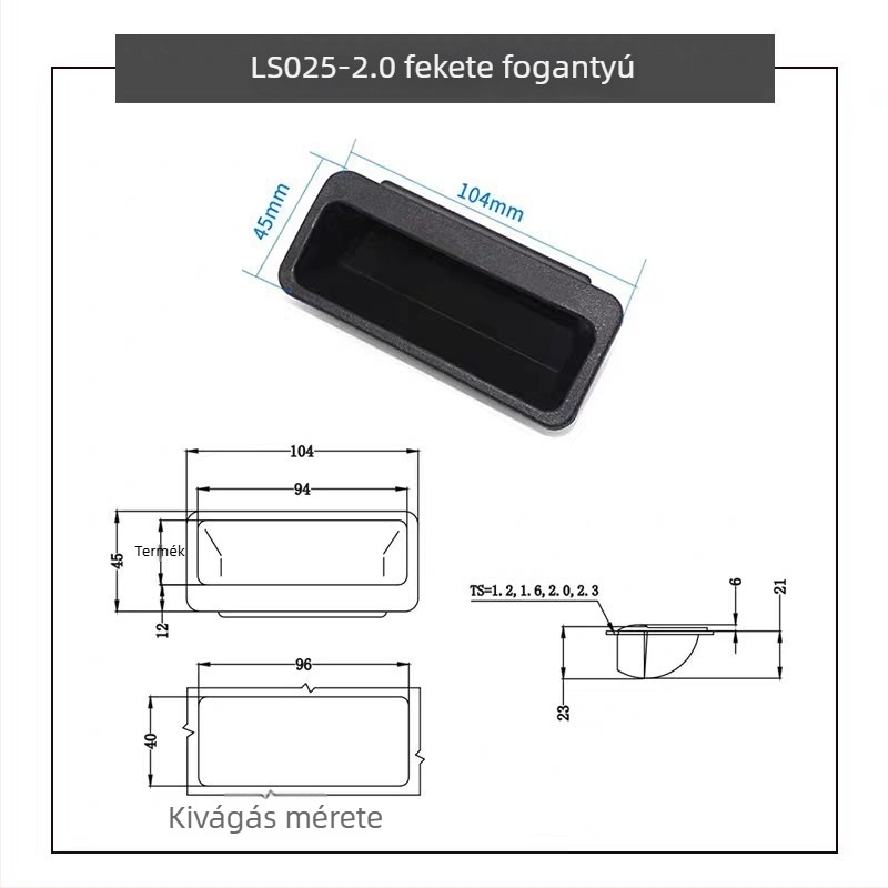 DMK025 Ovális műanyag fogantyú ipari gépek szekrényeinek ajtóihoz, ABS, matt felület