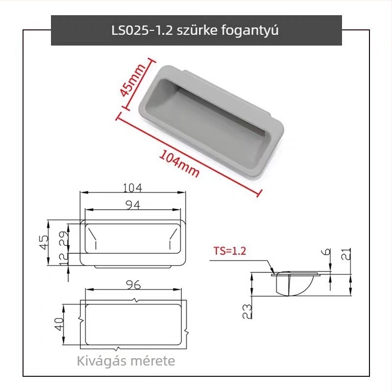 DMK025 Ovális műanyag fogantyú ipari gépek szekrényeinek ajtóihoz, ABS, matt felület