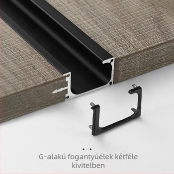 G alakú bútorfogantyú alumíniumötvözetből, slotos beépítésű, rejtett hosszú fogantyú szekrényekhez, testreszabható