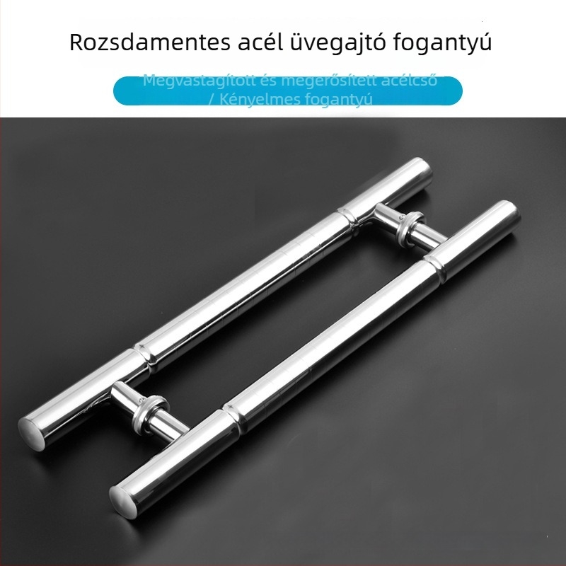 Vastag rozsdamentes acél kör alakú ajtófogantyú, természetes felülettel, fa- és üvegajtókhoz, KTV ajtók