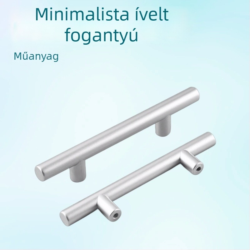 Műanyag szekrényfogantyú, ívelt T-alakú, modern minimalista stílus