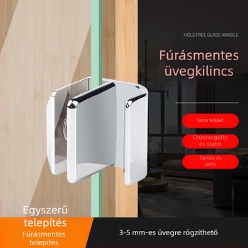 Fúrás nélküli üveg szekrényajtó fogantyú – alkalmas boroszekrényhez és bemutató vitrínhez, matt cinkötvözet