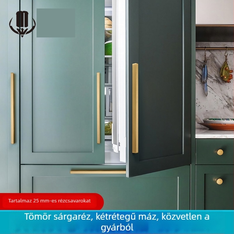Modern minimalista sárgaréz fogantyú szekrényekhez és fiókokhoz