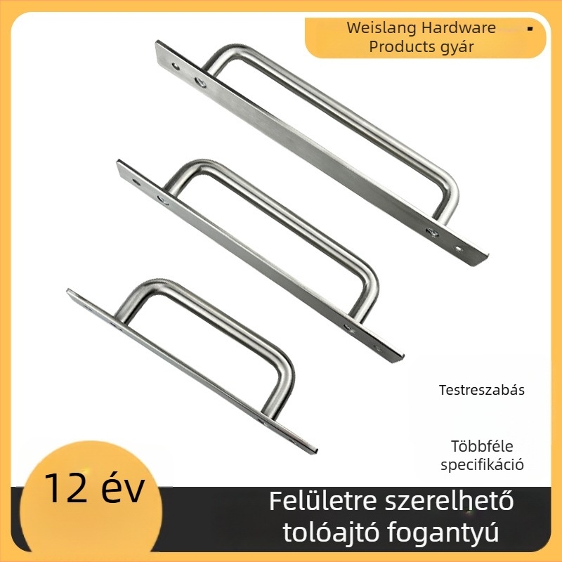 Szilárd rozsdamentes acél üvegajtó fogantyú, szekrények és ruhásszekrények ajtóihoz, felületre szerelt, fúrás nélkül, matt felület