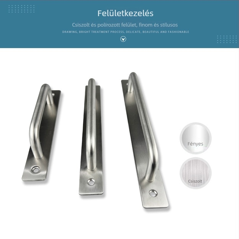 Szilárd rozsdamentes acél üvegajtó fogantyú, szekrények és ruhásszekrények ajtóihoz, felületre szerelt, fúrás nélkül, matt felület